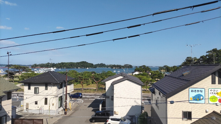 松島・大松荘客室ベランダからの景色