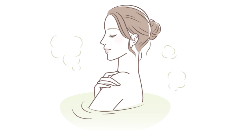 入浴中横顔女性イラスト